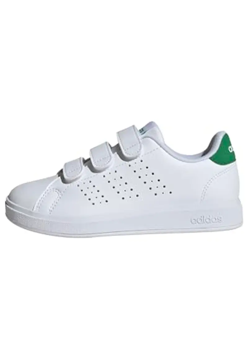 adidas Advantage Base 2.0 Shoes Children, Scarpe da Tennis Unisex-Adulto, Cloud White/Cloud White/Green, 34 EU