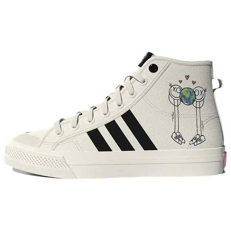 André Saraiva x adidas Nizza Hi RF The World Needs Love Sneakers Unisex Bianco Bianco Panna Nero Core GZ2204 41⅓