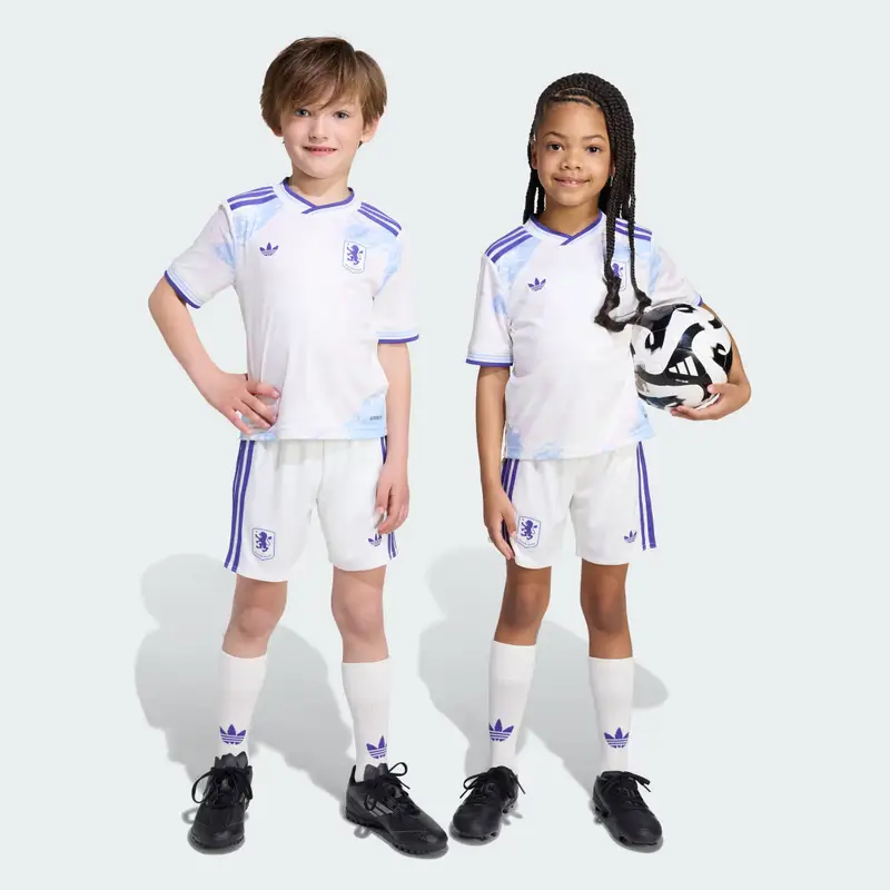 Aston Villa FC 25/26 Tre Quarti Mini Kit Bambini Off White