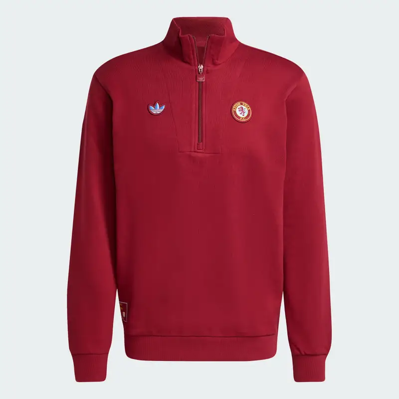 Aston Villa FC Terrace Icons Maglietta con mezza zip Team Coll Burgundy 2 miniatura 4