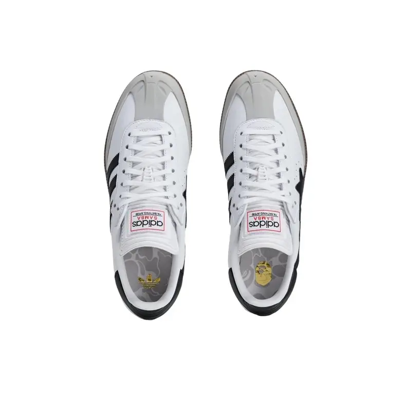BAPE x adidas Samba Bianco Nero Gomma Sneakers Unisex JR9245 44 miniatura 3
