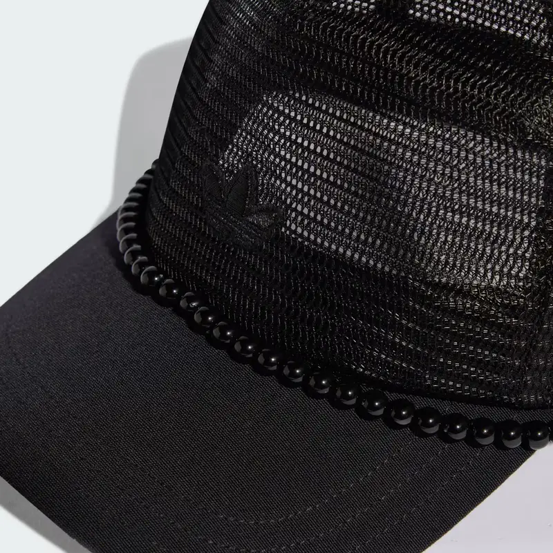 BERRETTO TRUCKER IN MESH CON PERLINE Black miniatura 3