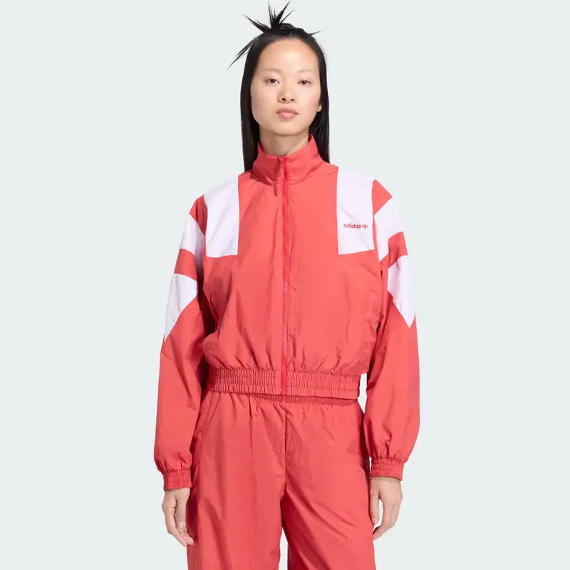 BLOCKED WASHED ZIPPED TRACKTOP Better Scarlet
