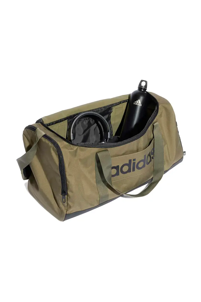 Borsone verde con logo laterale Adidas Linear Duffel [OLIVA] miniatura 3