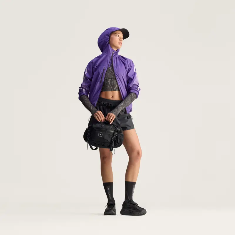 By Stella McCartney Maglietta a maniche lunghe da allenamento crop stampata Charcoal miniatura 3