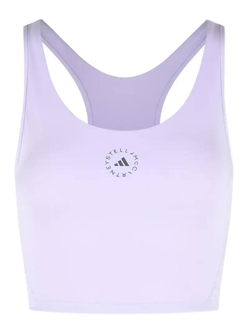 Top sportivo in misto poliestere lilla Metallico
