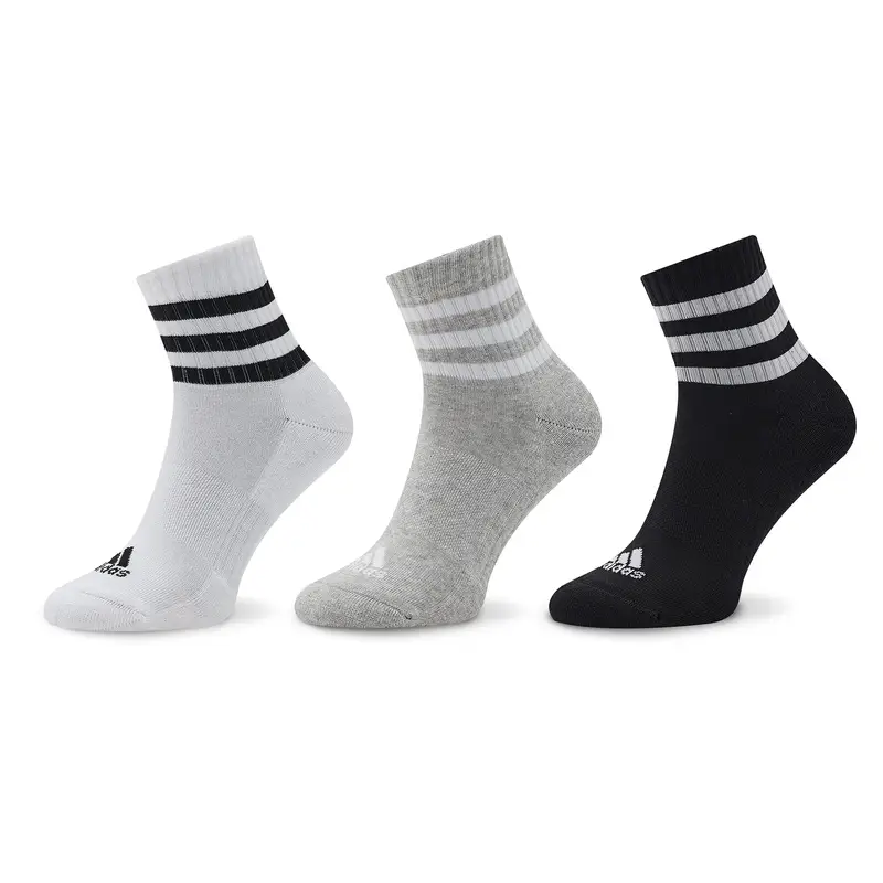 Calzini corti unisex adidas 3-Stripes Cushioned Sportswear Mid-Cut Socks 3 Pairs IC1318 Grigio