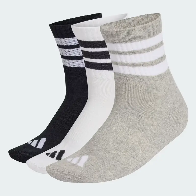 CALZINI SPORTIVI IMBOTTITI A TRE STRISCE, ALTA CAVIGLIA, CONFEZIONE DA 3 PAIA Medium Grey Heather