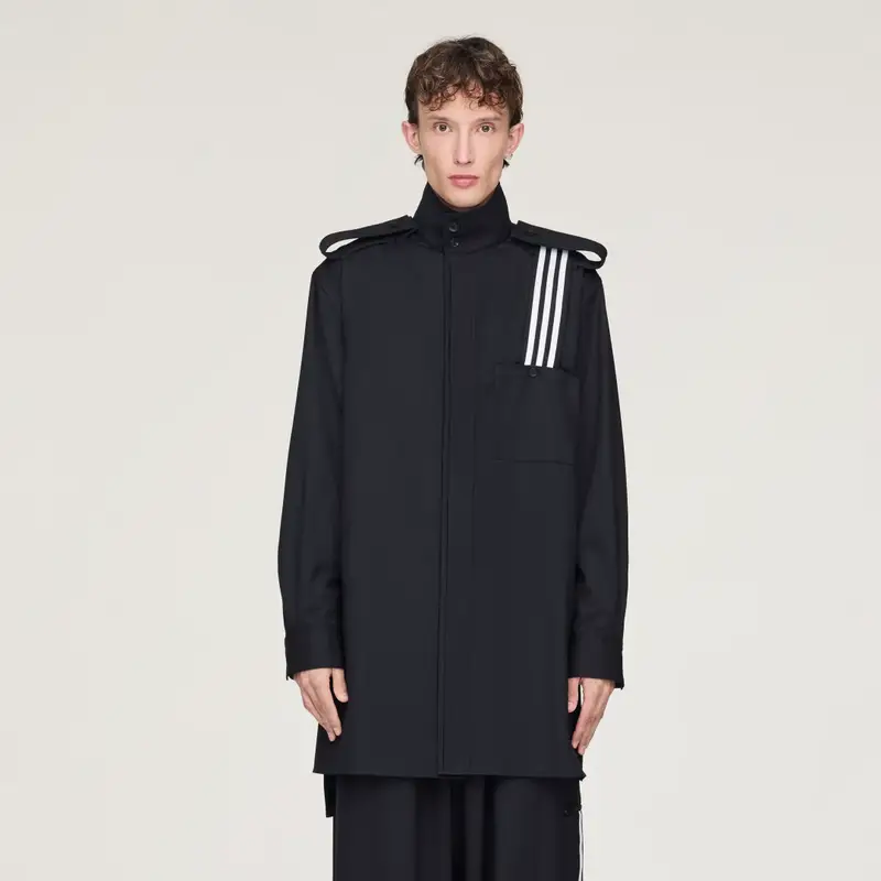 Camicia overshirt Y-3 in lana raffinata Black