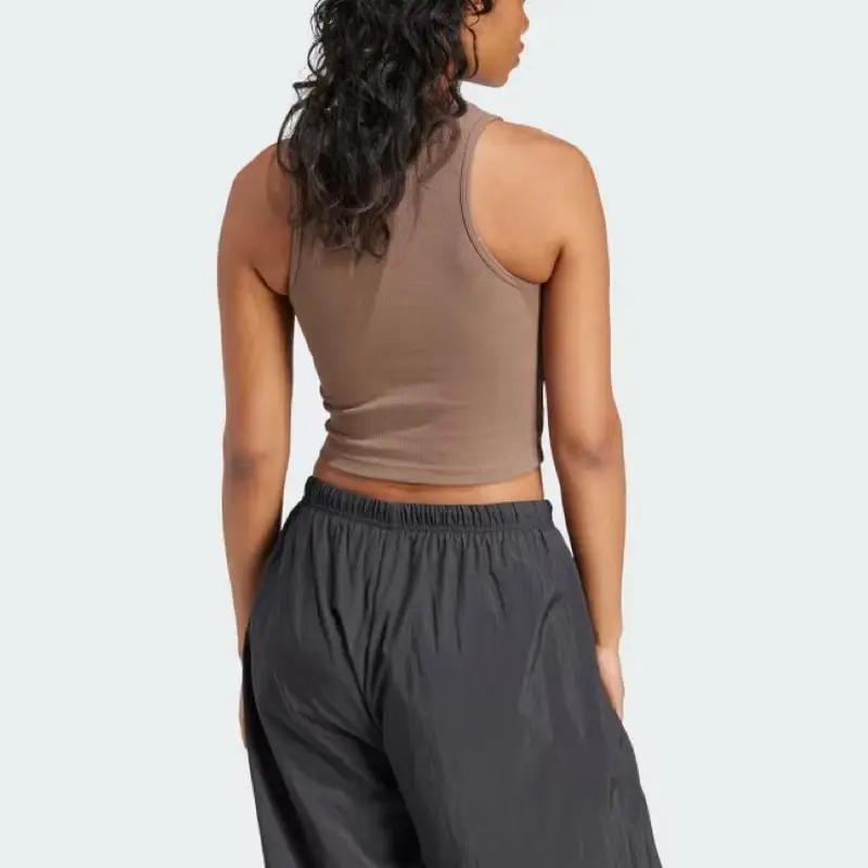 Canotta a coste Adidas Originals Essentials con logo da donna Marrone IR5931 M miniatura 3