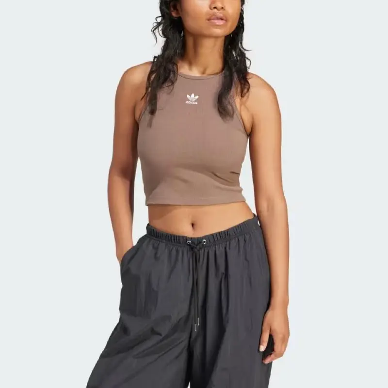 Canotta a coste Adidas Originals Essentials con logo da donna Marrone IR5931 XS miniatura 2
