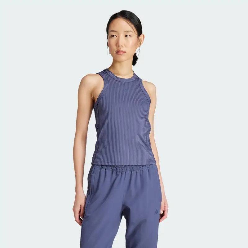 Canotta All Gym Seasonal Rib Tight Fit Tonal 3-Stripes | Adidas Blu navy