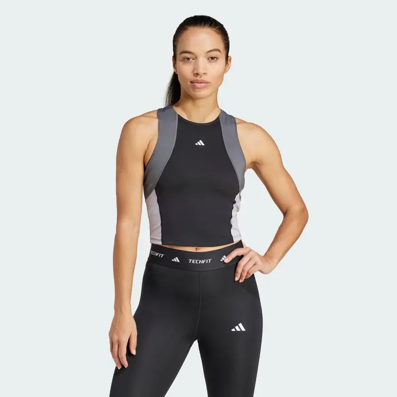 Canotta da allenamento Techfit Colorblock Crop | Adidas Nero