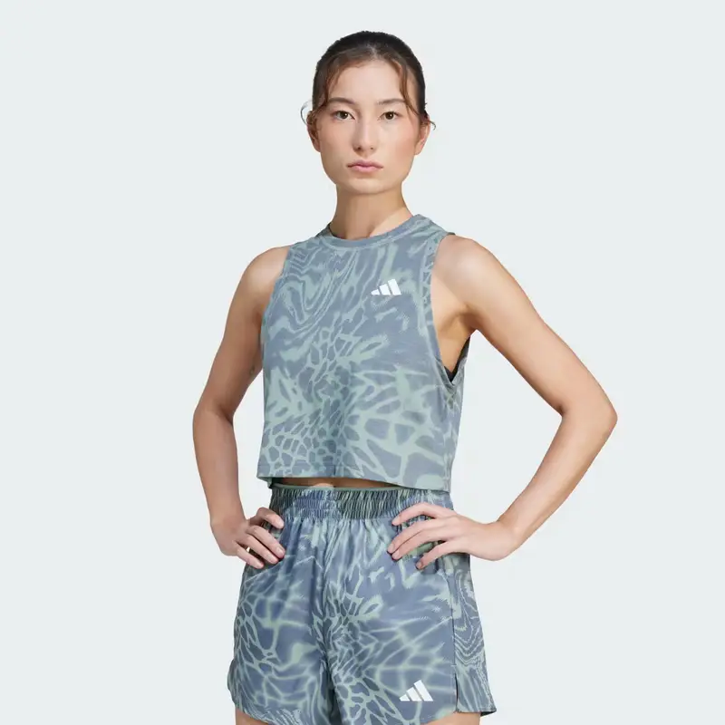 Canotta da allenamento Train Essentials Allover Print Silver Green