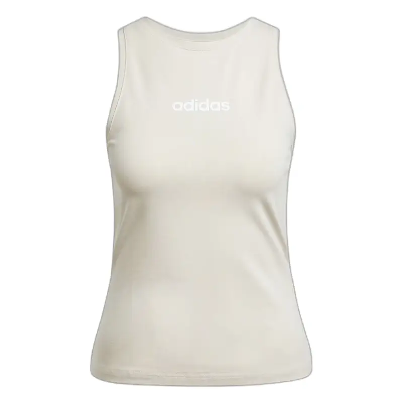 Canottiera slim in cotone donna adidas Essentials Linear Beige