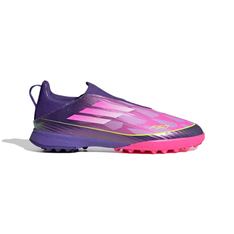 Chaussures de football sans lacets enfant adidas F50 League Lamine TF Violet