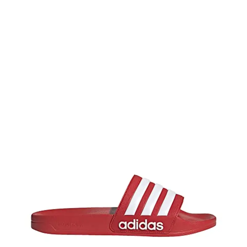 adidas Ciabatte da doccia Adilette unisex per adulti, Rosso vivido, bianco, rosso vivido, 16 Women/16 Men