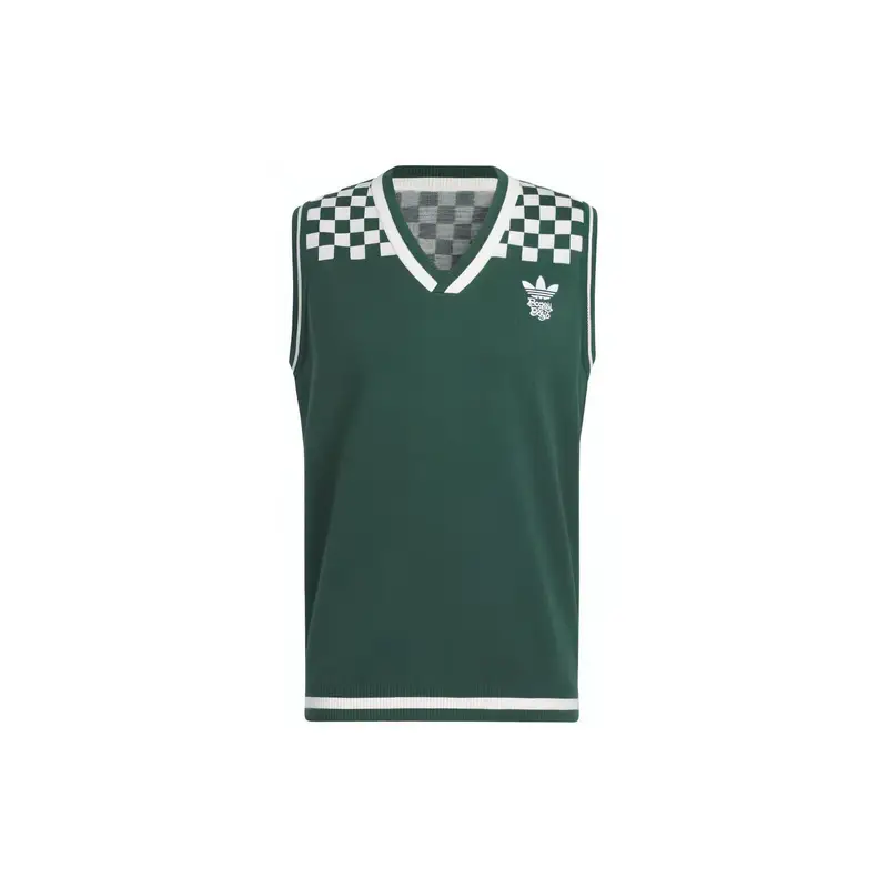 Collaborazione Adidas Originals X Bogey Boys PE23 Gilet da golf senza maniche con scollo a V in maglia quadrata solida da uomo Tops Verde IL9295 XS