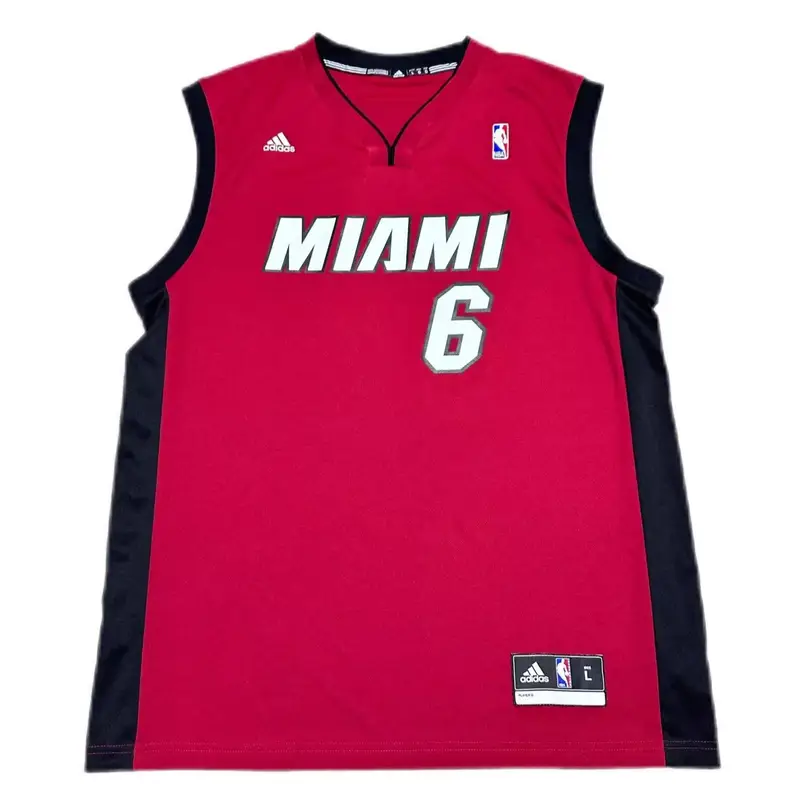 Collaborazione Adidas X NBA Miami Heat LeBron James #6 REP Pullover Stampato Scollo a V Sport Comodo Maglia da Basket Unisex 7818A-3B6-AEB1382 M