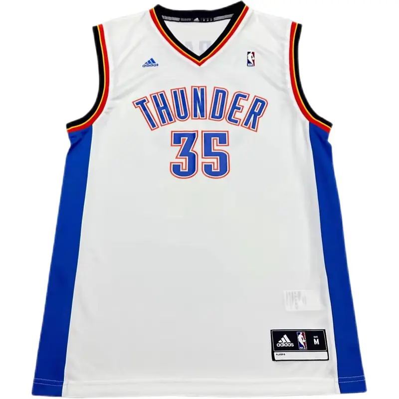 Collaborazione Adidas X NBA Oklahoma City Thunder Durant Moda Comodo Morbido Delicato sulla Pelle Maglia da Basket Maglia Unisex Bianca 7818A-3CS-AEB1104 2XL