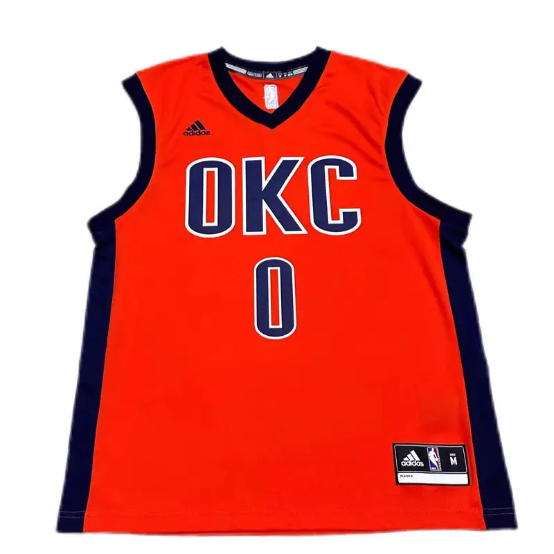 Collaborazione Adidas X NBA Oklahoma City Thunder Russell Westbrook 0 Scollo a V Moda Morbido Senza Maniche Maglia da Basket Maglia Unisex 7818A-3KM-AEB1071 M
