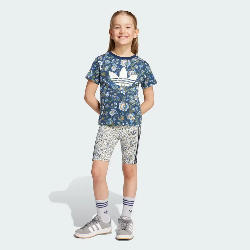 Completo adidas Originals x Liberty London Short Tee Kids Night Indigo