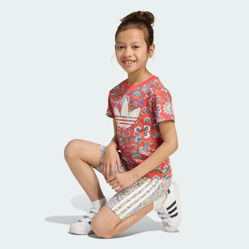Completo adidas Originals x Liberty London Short Tee Kids Semi Lucid Red miniatura 3