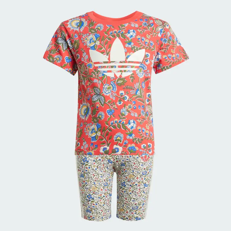 Completo adidas Originals x Liberty London Short Tee Kids Semi Lucid Red miniatura 4