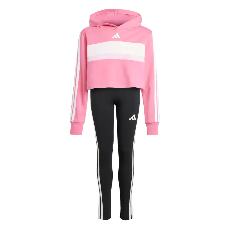 Completo di leggings e felpa con cappuccio per ragazza adidas Essentials Tiberio 3 Stripes