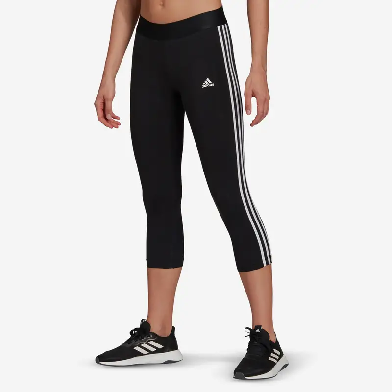 Corsari donna fitness ADIDAS ESSENTIALS cotone leggero nero-bianco | Adidas