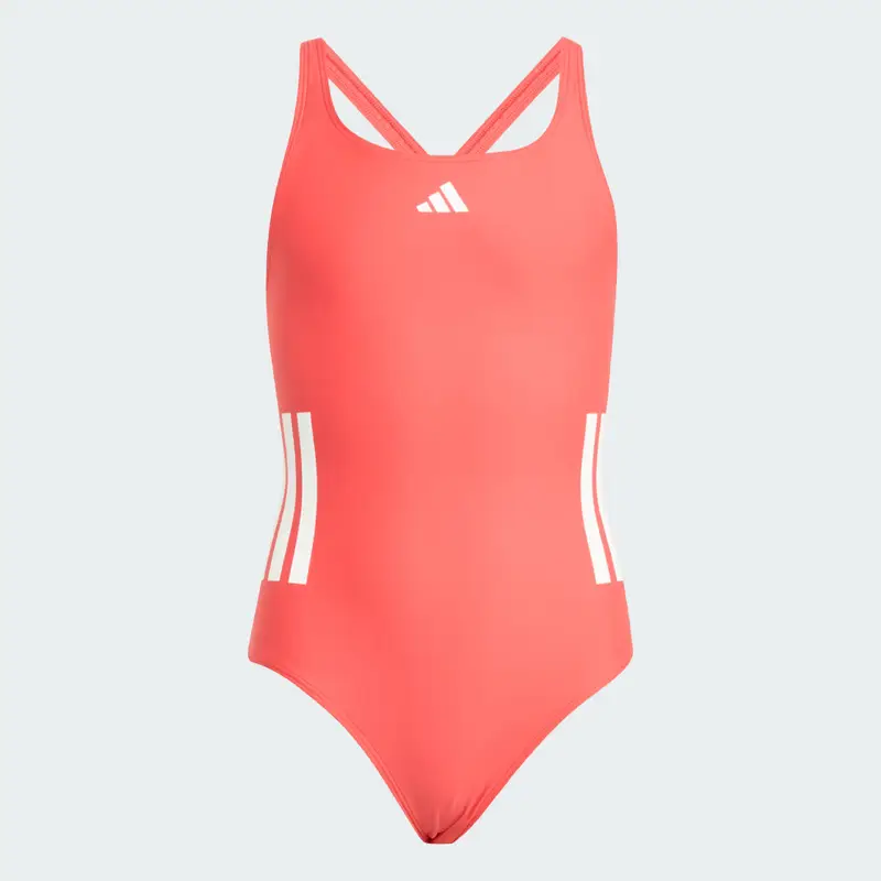 Costume da bagno 3-Stripes C-Back Junior Semi Lucid Red