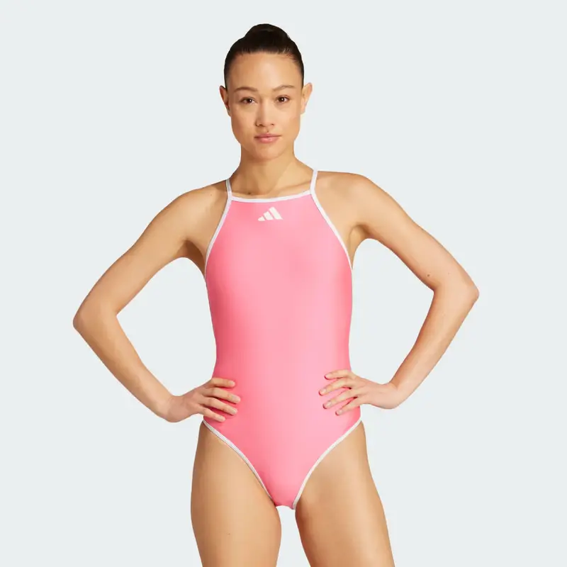 Costume da bagno adidas Tom Daley spalline sottili e regolabili Lucid Pink