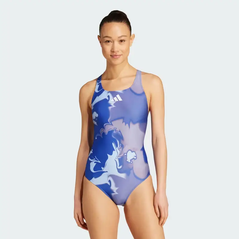 Costume da bagno Tie-Dyed Graphic V-Back Semi Lucid Blue