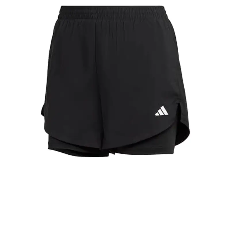 adidas Donna AEROREADY Made for Training Minimal Two-in-One Shorts, Black/White, XS