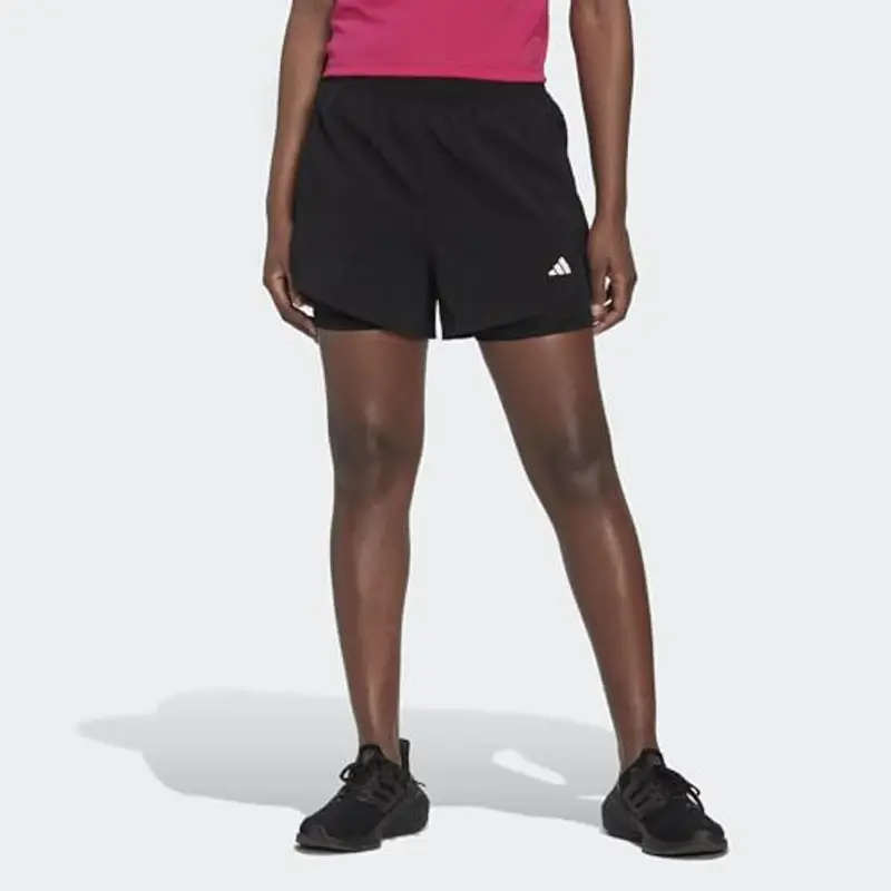 adidas Donna AEROREADY Made for Training Minimal Two-in-One Shorts, Black/White, XS miniatura 2