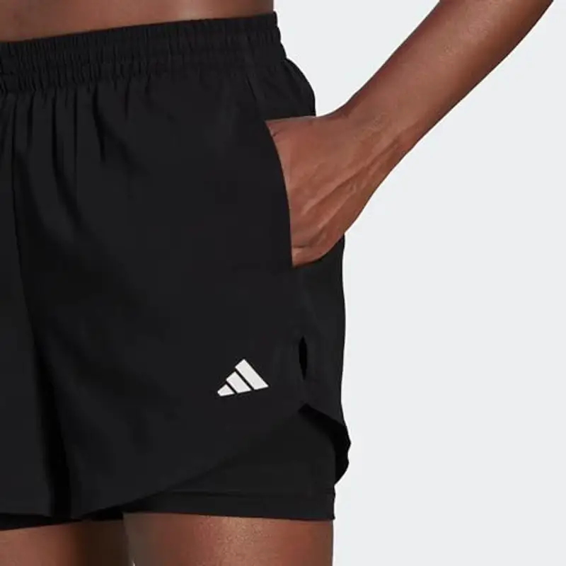 adidas Donna AEROREADY Made for Training Minimal Two-in-One Shorts, Black/White, XS miniatura 3