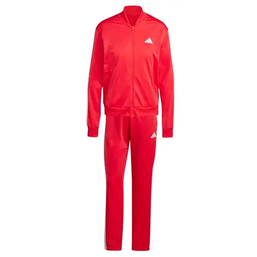 adidas Donna Essentials 3-Stripes Tracksuit, Pure Ruby/White, XS
