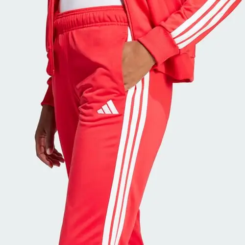 adidas Donna Essentials 3-Stripes Tracksuit, Pure Ruby/White, XS miniatura 3