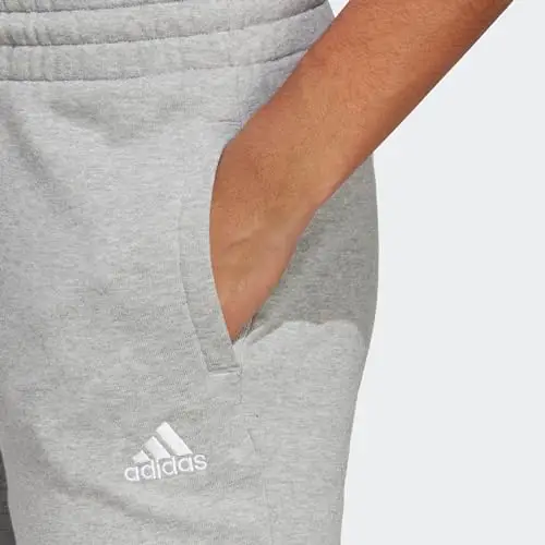 adidas Donna Essentials Linear French Terry Cuffed Pants, Medium Grey Heather/White, L miniatura 3