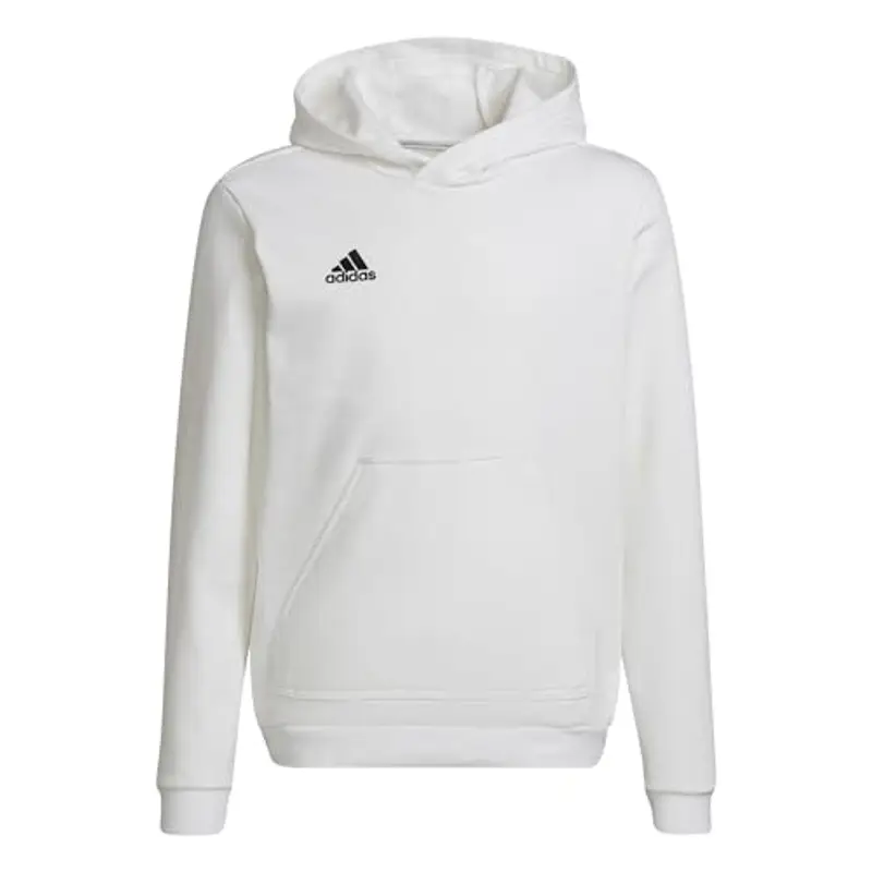 adidas Entrada 22 Sweat Hoodie, Felpa con Cappuccio Unisex-Bambini, White/Black, 5