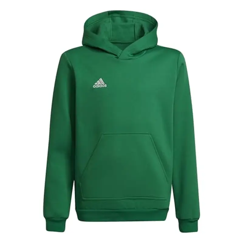 adidas Entrada 22 Sweat Hoodie, Felpa con Cappuccio Unisex-Bambini, Team Green/White, 13