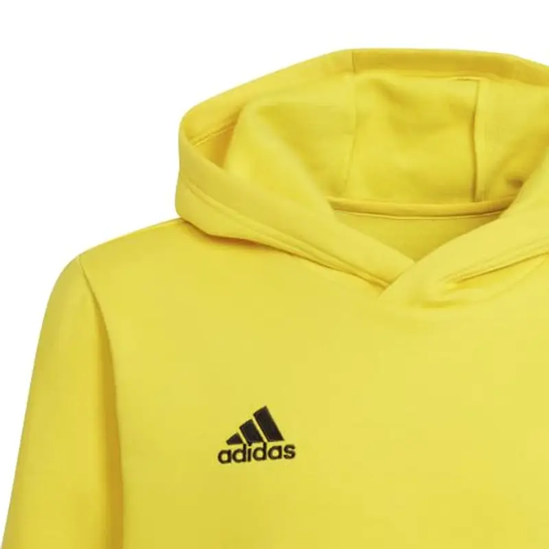 adidas Entrada 22 Sweat Hoodie, Felpa con Cappuccio Unisex-Bambini, Team Yellow/Black, 7-8 Years miniatura 3