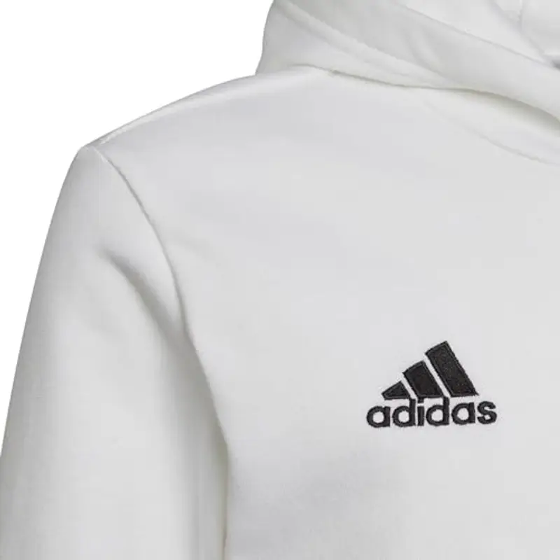 adidas Entrada 22 Sweat Hoodie, Felpa con Cappuccio Unisex-Bambini, White/Black, 11-12 Years miniatura 3