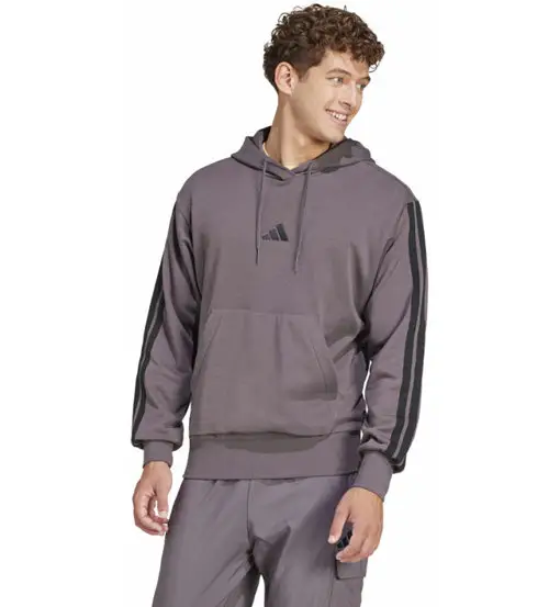 Essentials 3-Stripes French Terry - felpa con cappuccio - uomo Grey