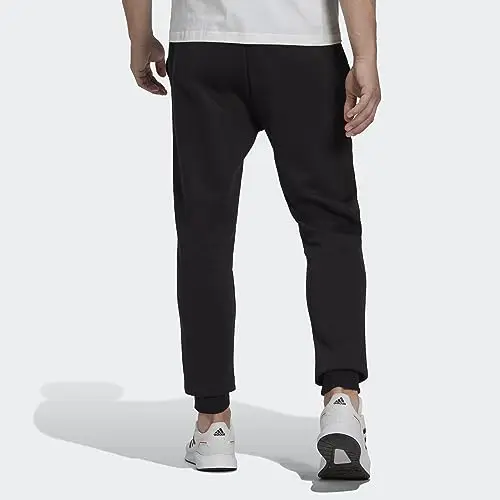 adidas Essentials Fleece Regular Tapered Pants Uomo, Black/White, L miniatura 3