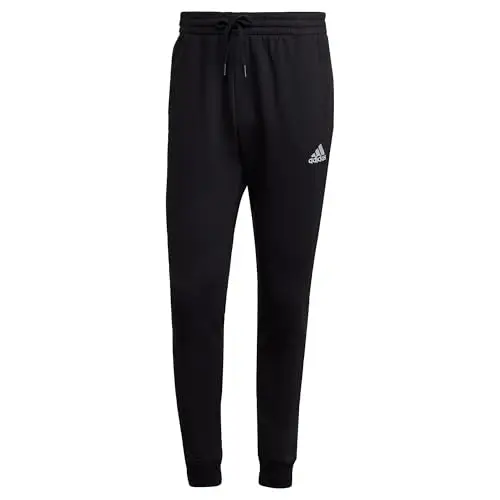 adidas Essentials Fleece Regular Tapered Pants Uomo, Black/White, M