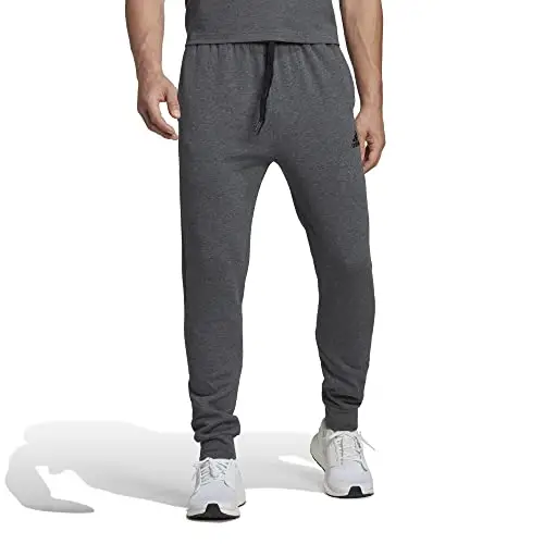 adidas Essentials Fleece Regular Tapered Pants Uomo, Dark Grey Heather/Black, XXL miniatura 2