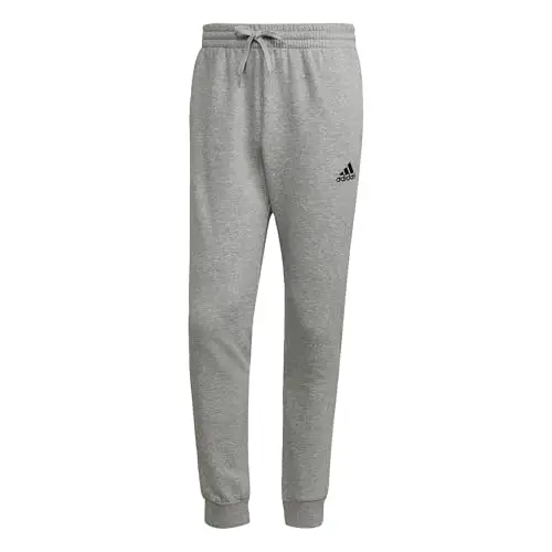 adidas Essentials Fleece Regular Tapered Pants Uomo, Medium Grey Heather/Black, S