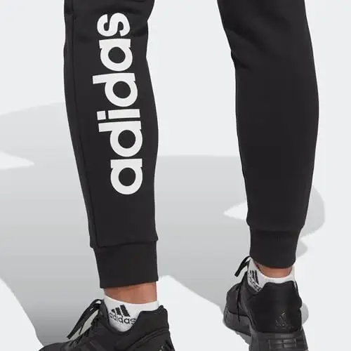 adidas Essentials Linear French Terry Cuffed Joggers Pantaloni, Nero/Bianco, XXL da Donna miniatura 3