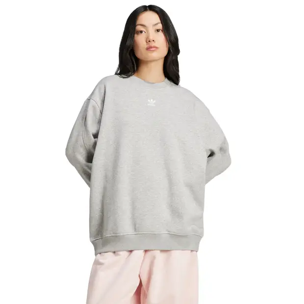 Essentials Long Oversized Crew Sweatshirt Donna - Felpe Grigio - di cotone Grey